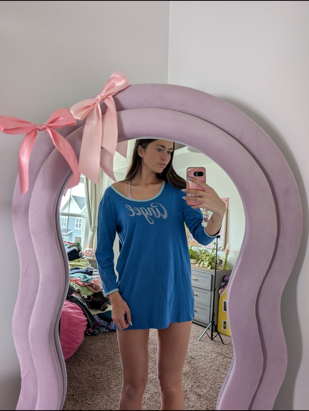 Victoria's Secret blue sleep tee with Bedazzled logo Size Medium